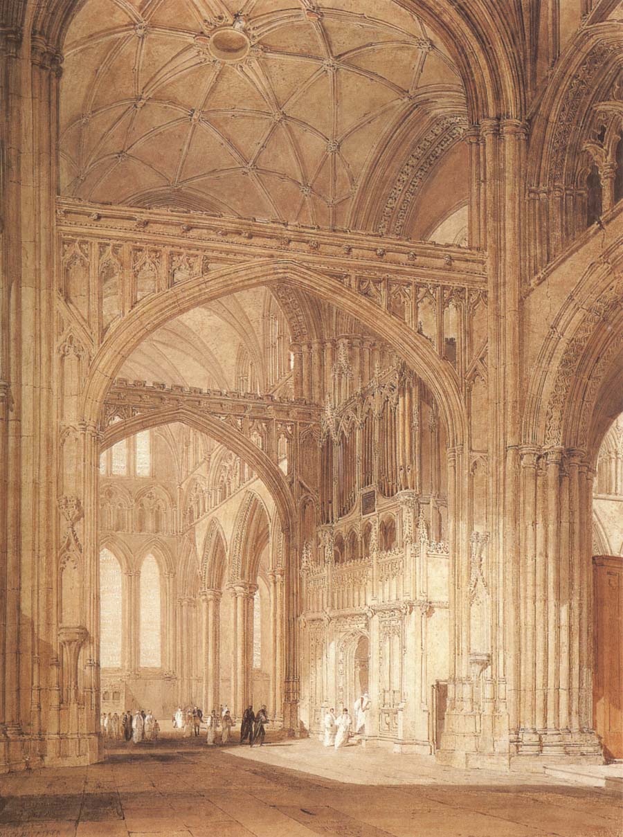 Interior of Salisbury Cathedral,looking towards the North Transept